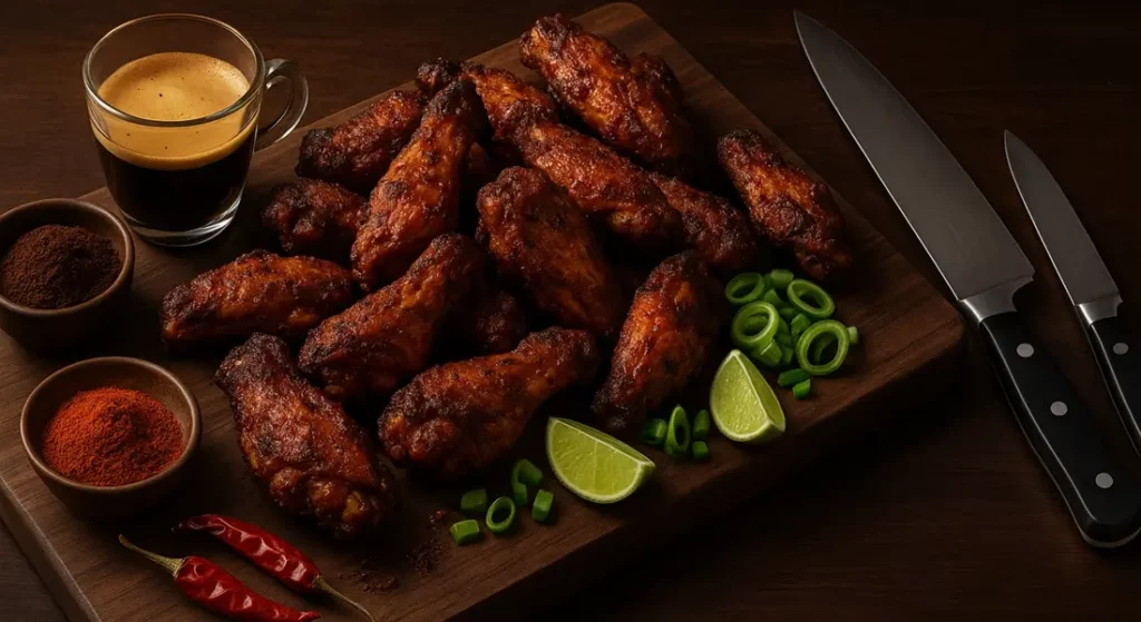 alitas al horno con cafe y aji