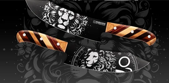 cuchillo personalizado con laser 3d motivo leon