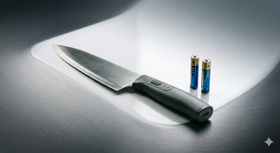 cuchillo ultrasónico y dos pilas AAA