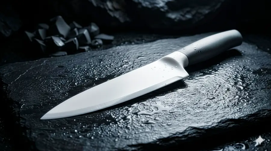 cuchillo cerámica blanca fondo negro