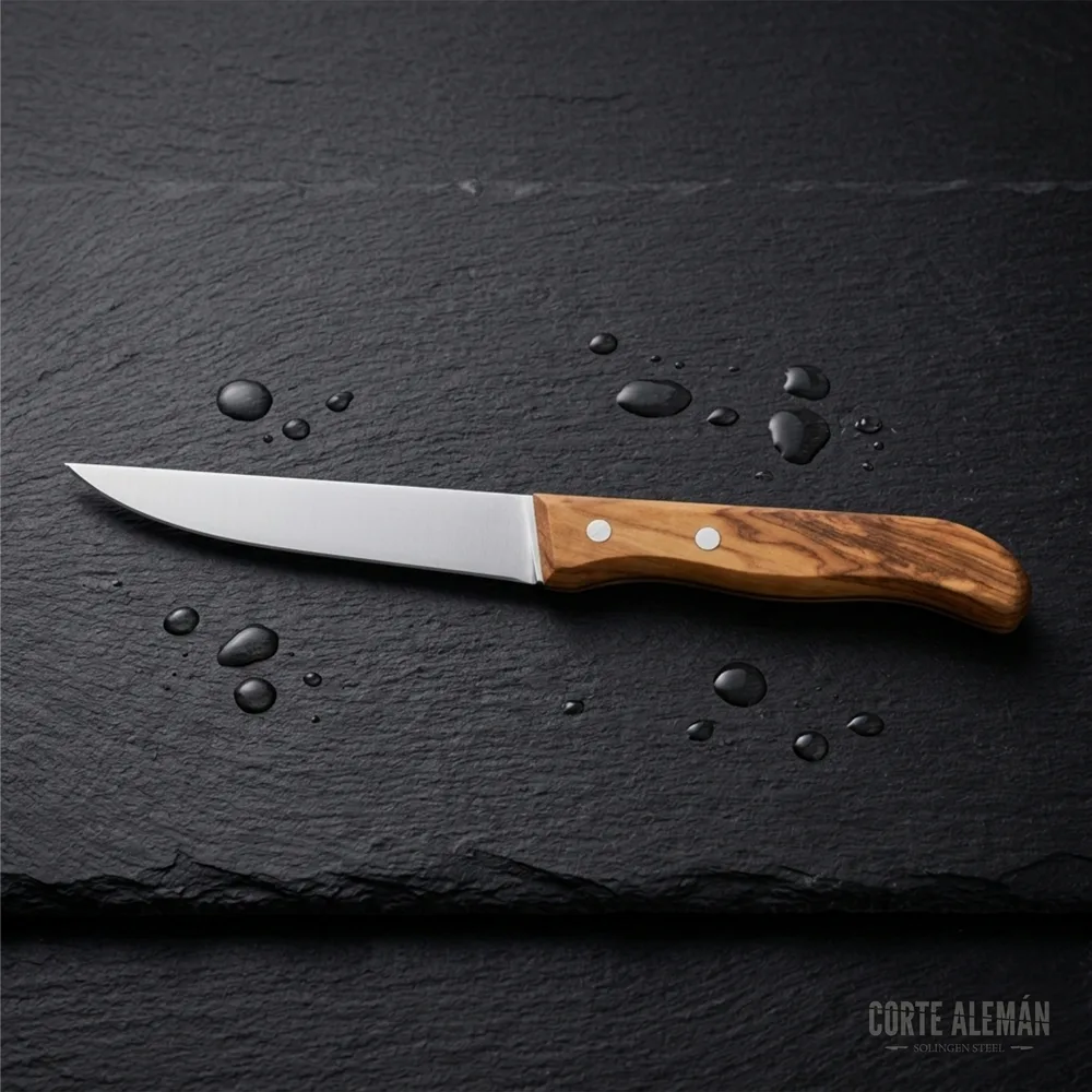 Cuchillo de Merienda hecho en Solingen, en fondo piedra negra