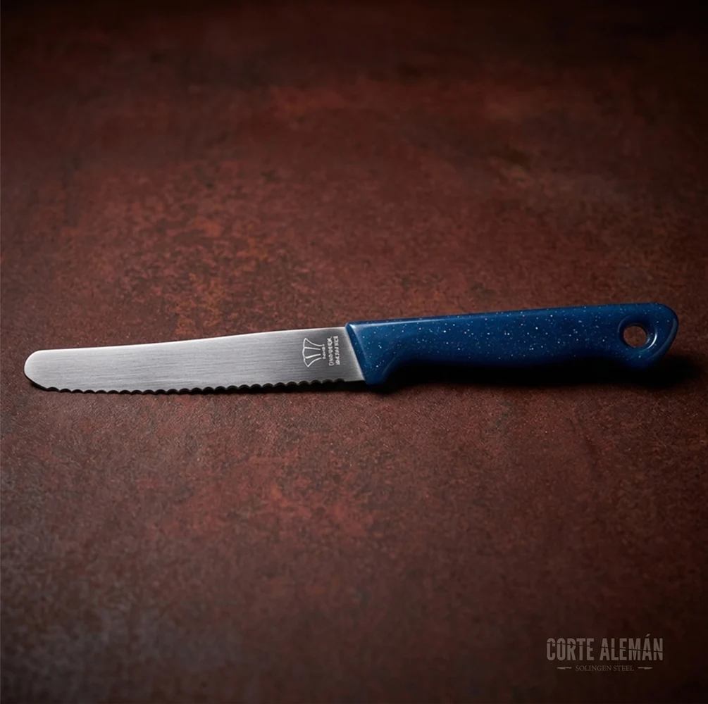 cuchillo para pan con fondo rojo oscuro