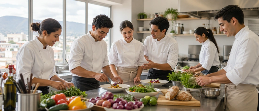 Estudiantes en uno de los institutos de gastronomía